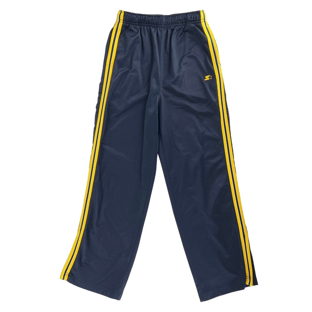 Y2K Starter track pants navy with yellow side stripe youth 14/16 2000s vintage